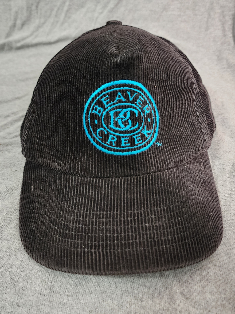 Vintage Beaver Creek Colorado Ski Resort Corduroy Hat Black Re-Play OSFA